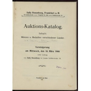 Sally Rosenberg – Auktions-Katalog. Inhalt: Münzen u. M...