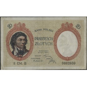20 złotych, 15.07.1924; seria II EM. B, numeracja 08829...