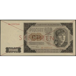 500 złotych, 1.07.1948; seria AA, numeracja 1897246, cz...