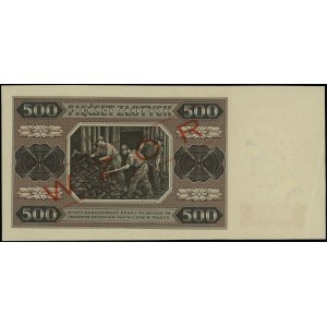 500 złotych, 1.07.1948; seria BG, numeracja 0000012, po...
