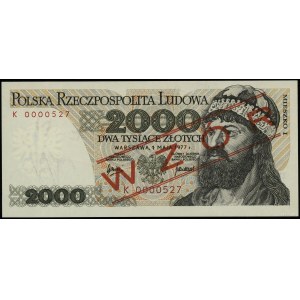 2.000 złotych, 1.05.1977; czerwony ukośny nadruk „WZÓR”...