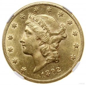 20 dolarów, 1892 CC, mennica Carson City; typ Liberty H...