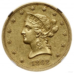 10 dolarów, 1862, mennica Filadelfia; typ Liberty head ...