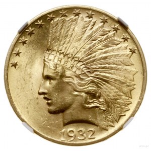 10 dolarów, 1932, mennica Filadelfia; typ Indian head; ...