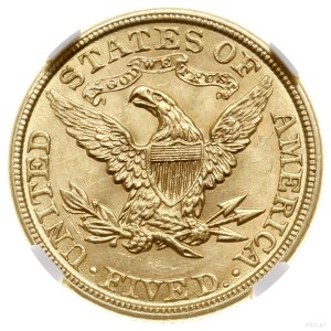 5 dolarów, 1907, mennica Filadelfia; typ Liberty with C...