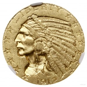 5 dolarów, 1912, mennica Filadelfia; typ Indian Head; F...