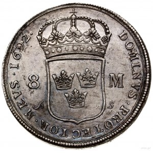 8 marek, 1692, mennica Sztokholm; SM 61; srebro, 31.16 ...