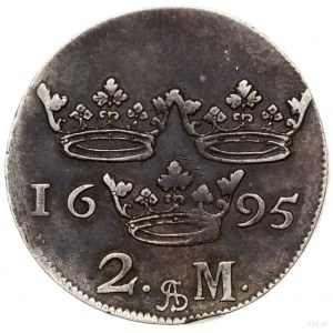 2 marki, 1695, mennica Sztokholm; SM 151; srebro, 10.36...