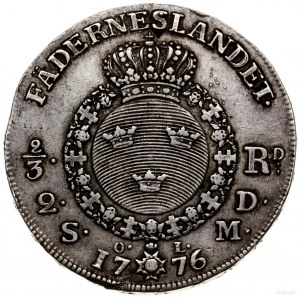 2/3 talara (riksdalera), 1776, mennica Sztokholm; SM 55...