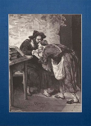 Elwiro Michał ANDRIOLLI (1836-1893), Todros błogosławi starca... z Meir Ezofowicz, drzeworyt 1878