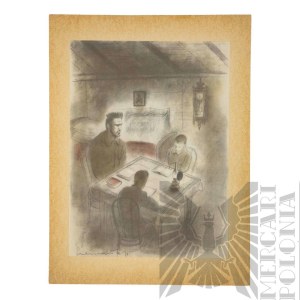 Zdzisław CZERMAŃSKI (1900 - 1970), Litografia z 1936 roku z cyklu Piłsudski na Syberii