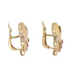 Synthetic ruby earrings, 1950s-60s