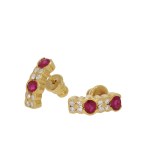 Earrings with rubies and diamonds, Western Europe, contemporary