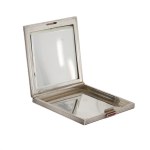 Silver powder box with rubies, France, early 20th century