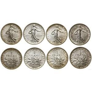 France, set: 4 x 1 franc, 1915-1920, Paris