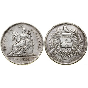 Gwatemala, 1 peso, 1894, odmiana bez znaku menniczego