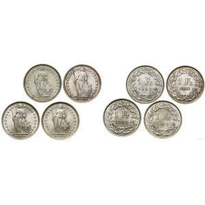 Switzerland, set: 4 x 1 franc, 1952-1966, Bern