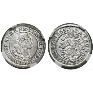 Hungary, 6 krajcars, 1669 KB, Kremnica