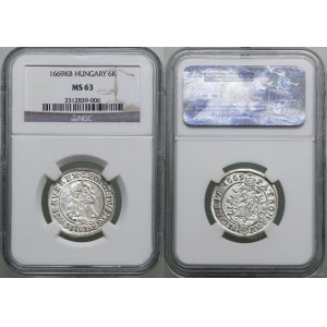 Hungary, 6 krajcars, 1669 KB, Kremnica