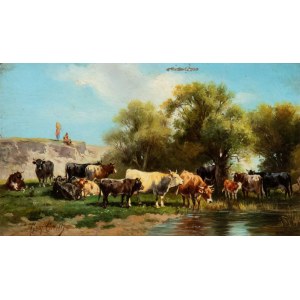 CONSALVO CARELLI (Neapol 1818-1900), Pasące się stada