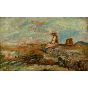 ANTONIO FONTANESI (Reggio nell'Emilia 1818 - Turín 1882), Náčrt obrazu L' attesa