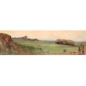 ETTORE ROESLER FRANZ (Roma 1845 - 1907), View of the Appian Way in Rome