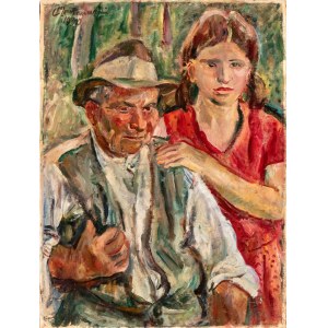 LUIGI MONTANARINI (Firenze 1906 - Roma 1998), Portrait of an Elderly Man with a Little Girl, 1930