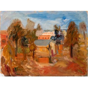MARIO MAFAI (Roma 1902 - 1965), Landscape with houses and trees, 1926
