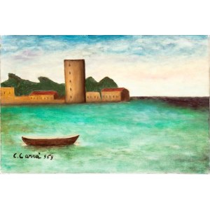CARLO CARRÀ (Quargnento 1881 - Milano 1966), Pejzaż morski w Bocca di Magra, 1959