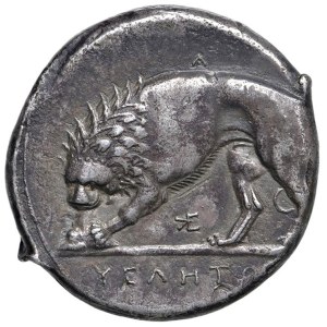 Greek Coins - § LUCANIA Velia (400-350 a.C.) Didramma - D/ Testa di At...