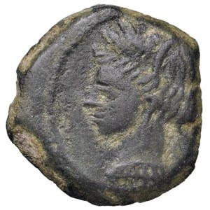 Greek Coins - § SICILIA Monete puniche (300/290-260 a.C.) AE - D/ Test...