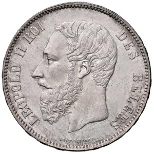Foreign Coins - BELGIO Leopoldo II (1865-1909) 5 Franchi 1870 - KM 24 ...