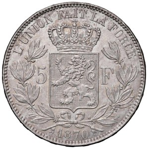 Foreign Coins - BELGIO Leopoldo II (1865-1909) 5 Franchi 1870 - KM 24 ...
