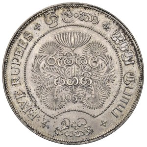 Foreign Coins - CEYLON Elisabetta II (1952-2022) 5 Rupie 1957 2500° an...