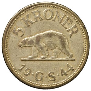 Foreign Coins - DANIMARCA Christian X (1912-1947) 5 Kroner 1944 - KM 9...