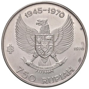 Foreign Coins - INDONESIA Repubblica (1945-) 750 Rupie 1970 25° annive...