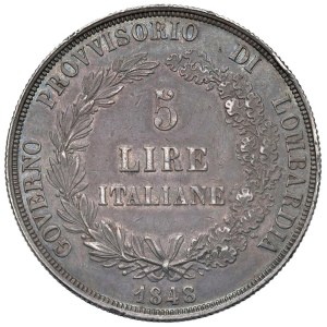 Italian Mints - MILANO Governo provvisorio di Lombardia (1848) 5 Lire ...