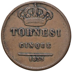 Italian Mints - NAPOLI Ferdinando II Borbone (1830-1859) 5 Tornesi 183...
