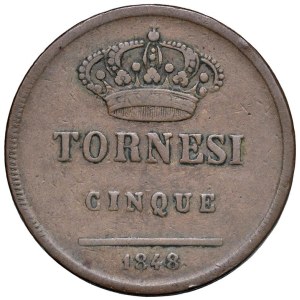 Italian Mints - NAPOLI Ferdinando II di Borbone (1830-1859) 5 Tornesi ...