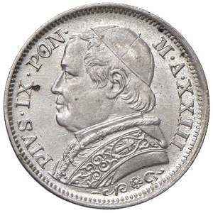 Papal coins - Pius IX (1846-1878) Lira 1868 An. XXIII - Munt. 53d AG (g...