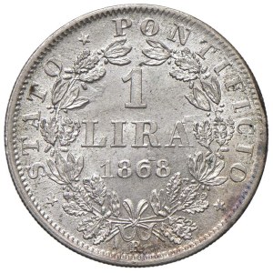 Papal coins - Pius IX (1846-1878) Lira 1868 An. XXIII - Munt. 53d AG (g...
