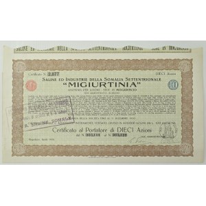 Banknotes - Somalia, Mogadishu Bearer bond for 10 shares - Sa...