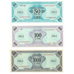Banknotes - ITALY Allied military currency (1943) Lot of three banknotes...