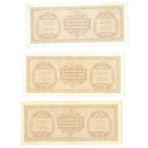 Banknotes - ITALY Allied military currency (1943) Lot of three banknotes...