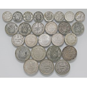 Lots - * BELGIUM Lot of 26 silver coins of 2, 1 Franc and 50 Cente...