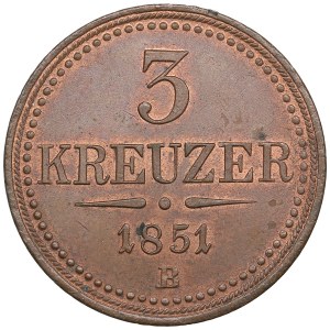 Austrian Empire (Kremnica) 3 Kreuzer 1851 - Franz Joseph I (1848-1916)
