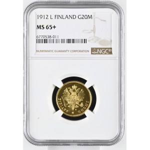 Finlandia / Russia (zecca di Helsingfors) 20 Markkaa 1912 L - Nicola II (1894-1917) - NGC MS 65+