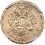 Russia (St. Petersburg mint) 5 Roubles 1904 AP - Nicholas II (1894-1917) - NGC MS 65
