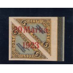 Estonia stamp airmail 5+5 Marka with 20 Marka 1923 overprint - Imperforated