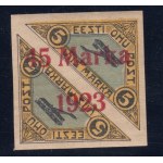 Estonia stamp airmail 5+5 Marka with 45 Marka 1923 overprint - Imperforate - Signed by K. Kokk